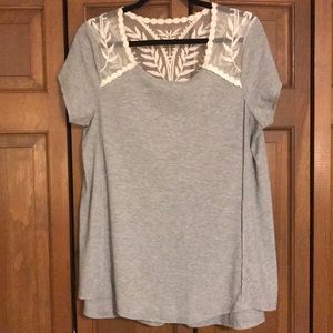Short Sleeved Lace Sweater Top